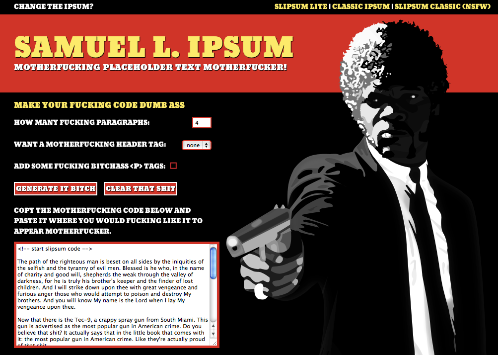 Lorem Ipsum basado en Pulp Fiction